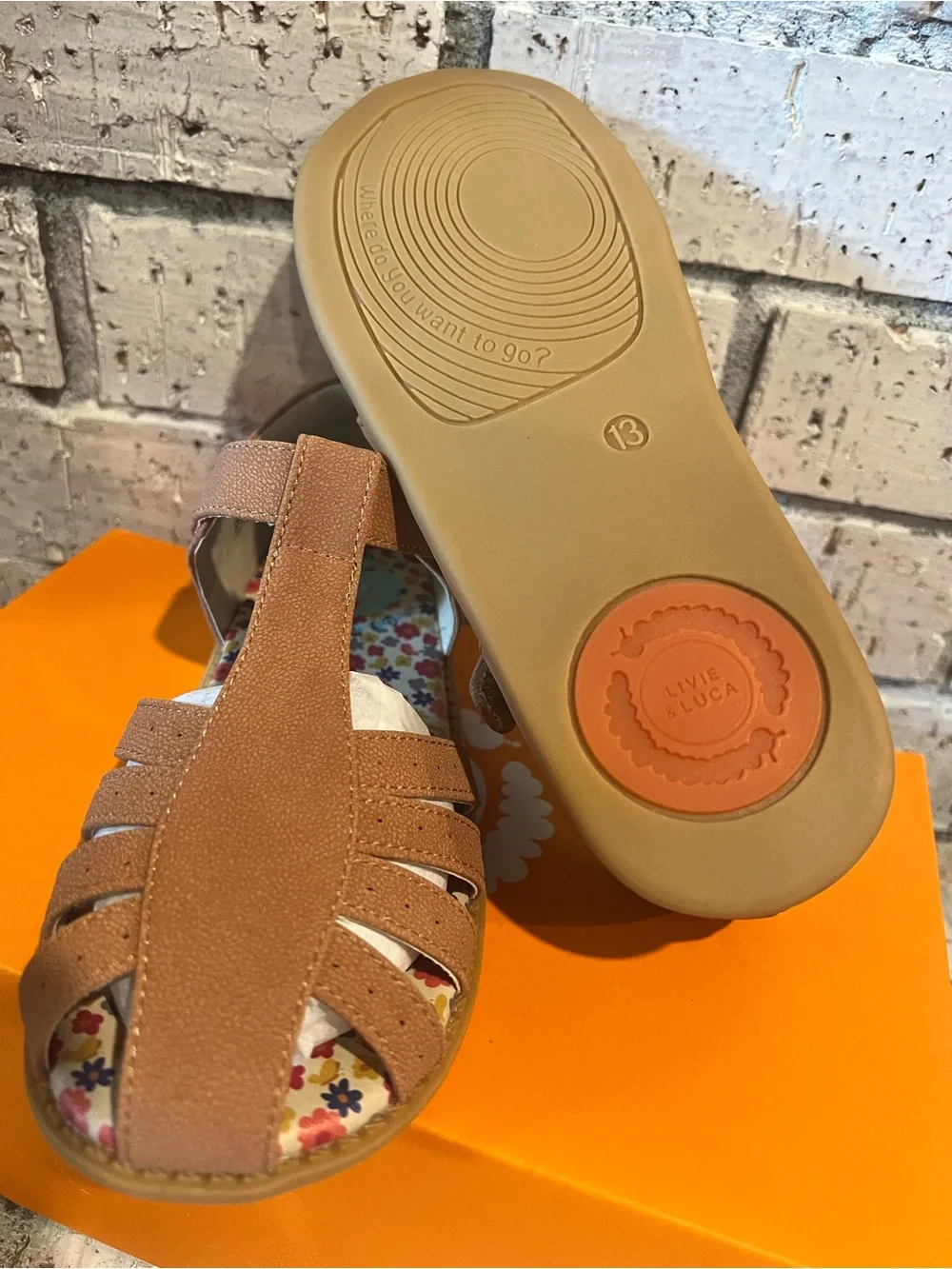 Livie & Luca Paz Classic Caramel Strappy Girls' Sandals Size 13 New In Box